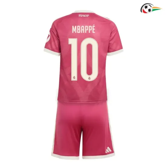 Camisa Alternativa Infantil MBAPPÉ 10 Real Madrid 2026/2027 Rosa com Patch HP