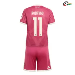 Camisa Alternativa Infantil RODRYGO 11 Real Madrid 2026/2027 Rosa com Patch HP