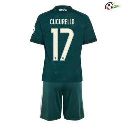 Camisa Reserva Infantil CUCURELLA 17 Real Madrid 2026/2027 Verde Escuro com Patch HP