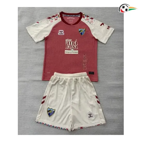 Camisa Reserva Infantil Málaga CF 2026/2027 Rosa com Patch da La Liga
