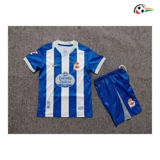 Camisa Titular Infantil Deportivo de La Coruña 2026/2027 Azul/Branco com Patch da La Liga