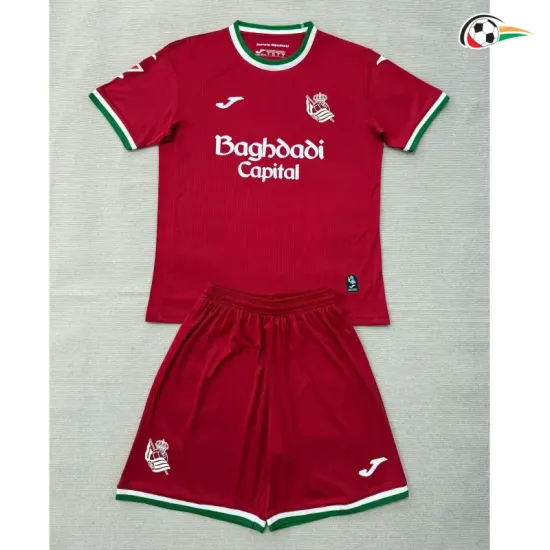 Camisa Alternativa Infantil Real Sociedad 2026/2027 Vermelho com Patch da La Liga