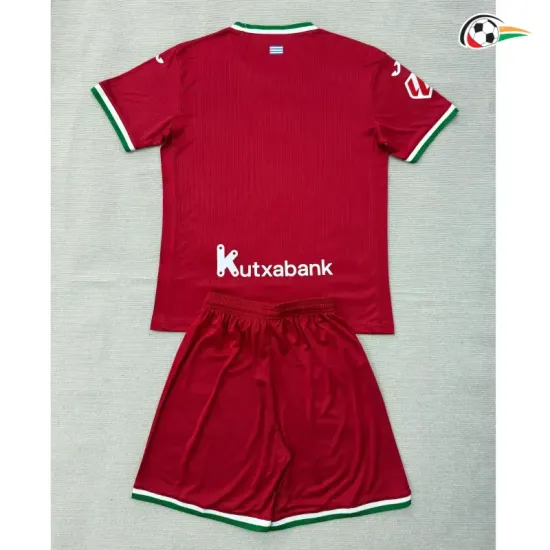 Camisa Alternativa Infantil Real Sociedad 2026/2027 Vermelho com Patch da La Liga