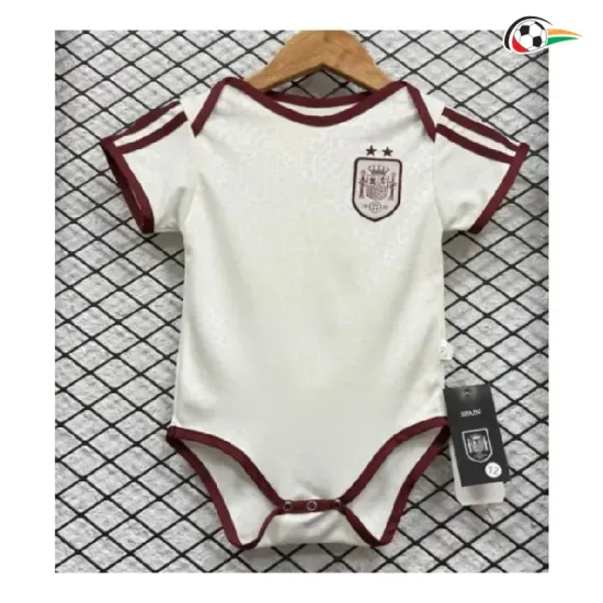 Camisa Reserva España Copa do Mundo 2026 Branco Baby Duas Estrelas