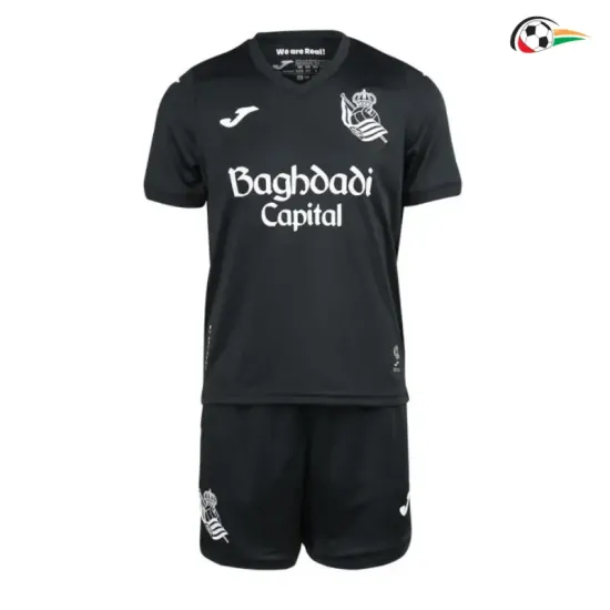 Camisa Reserva Infantil Real Sociedad 2026/2027 Preto com Patch da La Liga