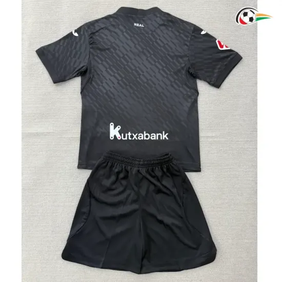 Camisa Reserva Infantil Real Sociedad 2026/2027 Preto com Patch da La Liga