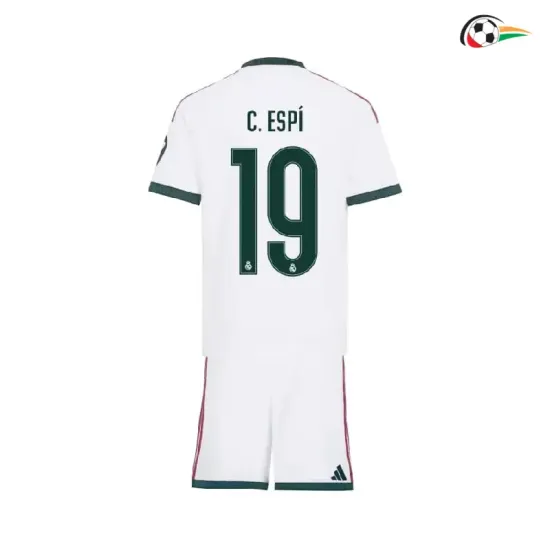 Camisa Titular Infantil C. ESPÍ 19 Real Madrid 2026/2027 Branco com Patch HP