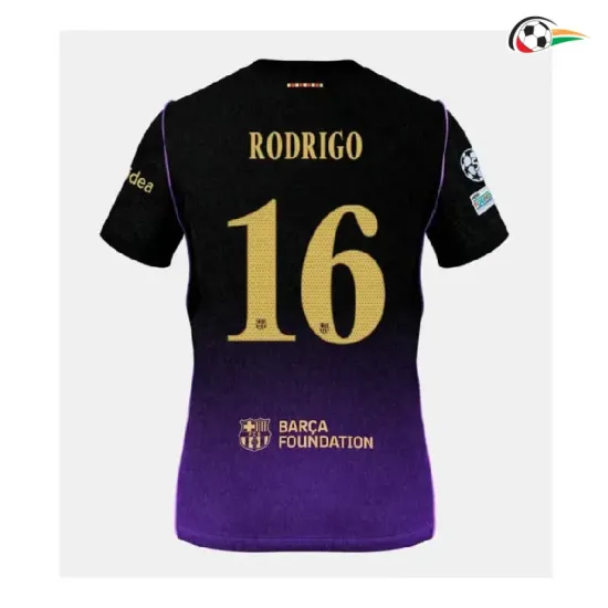 Camisa Reserva RODRIGO 16 Barcelona 2026/2027 Preto/Roxo UCL