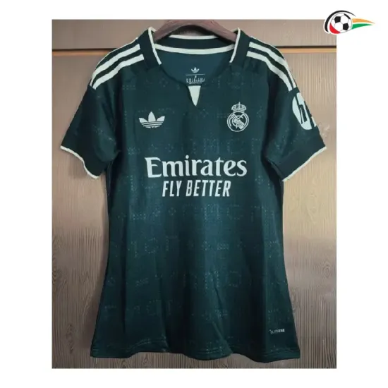 Camisa Reserva Versão Feminina Real Madrid 2026/2027 Verde Escuro com Patch HP