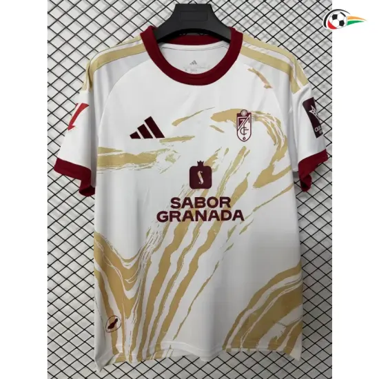Camisa Alternativa Granada 2026/2027 Branco/Ouro com Patch da La Liga
