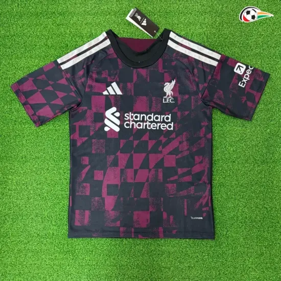 Camisa Alternativa Liverpool 2026/2027 Preto/Vermelho Escuro