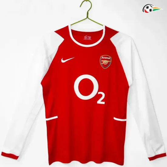 Camisa Retrô Titular Arsenal 2002/04 Vermelho/Branco Manga Longa