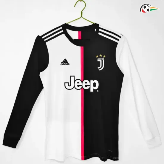 Camisa Retrô Titular Juventus 2019/20 Preto/Branco Manga Longa
