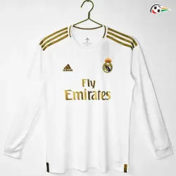 Camisa Retrô Titular Real Madrid 2019/20 Branco Manga Longa