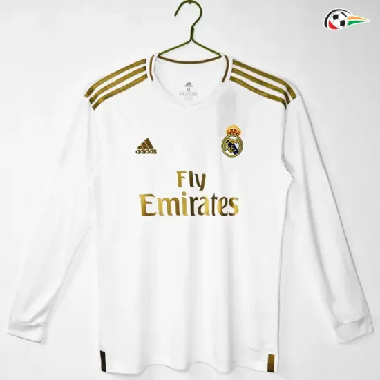 Camisa Retrô Titular Real Madrid 2019/20 Branco Manga Longa