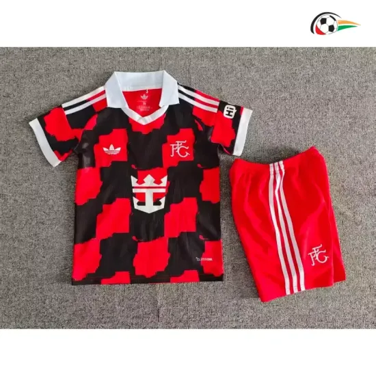 Camisa Reserva Infantil Fulham F.C 2026/2027 Vermelho/Preto