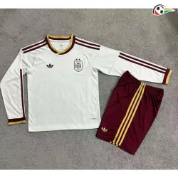 Camisa Reserva Infantil España Copa do Mundo 2026 Branco Manga Longa Duas Estrelas