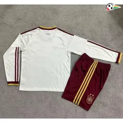 Camisa Reserva Infantil España Copa do Mundo 2026 Branco Manga Longa Duas Estrelas