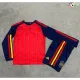 Camisa Titular Infantil España Copa do Mundo 2026 Vermelho/Azul Manga Longa Duas Estrelas