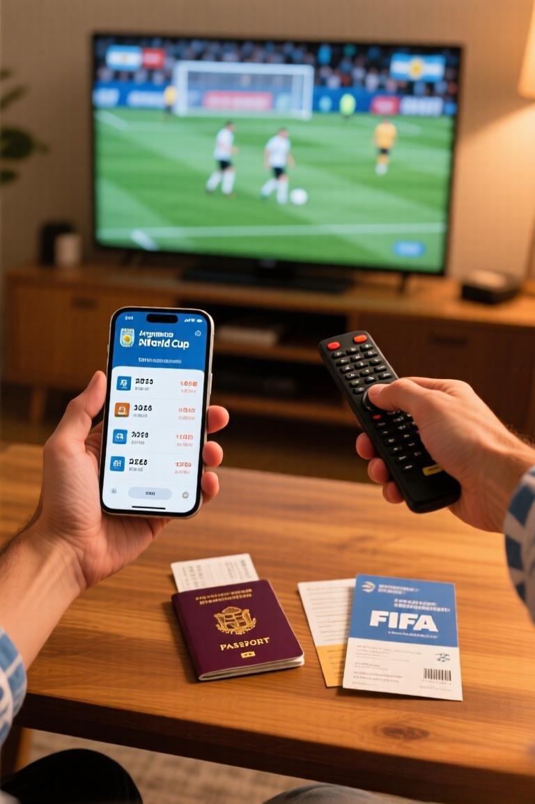 Guia prático: como assistir aos jogos da Argentina na Copa 2026 do Brasil, mostrando cronograma, ingresso FIFA e controle de TV.
